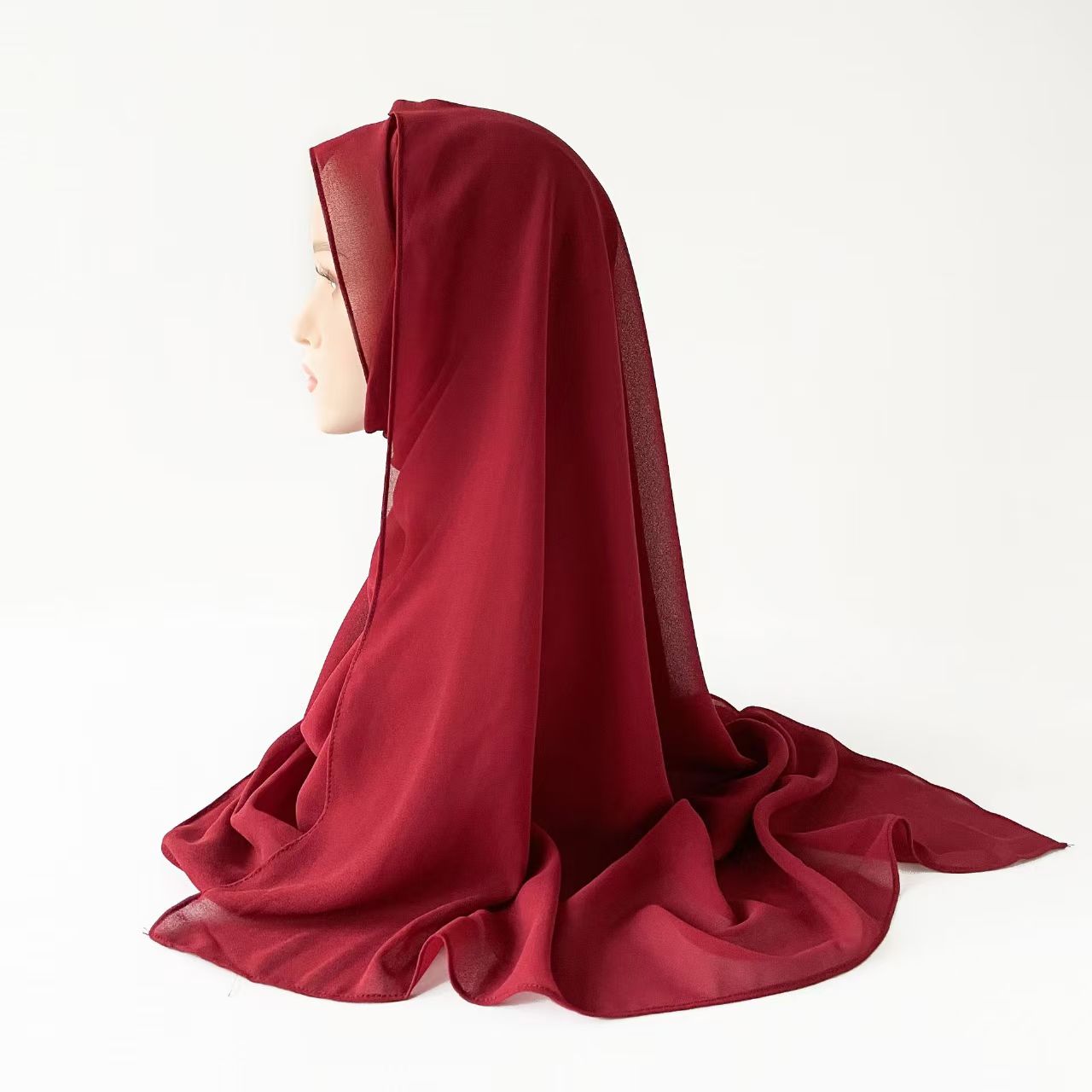 T845 solid color silk scarf, extended headscarf, advanced pearl chiffon square scarf, Arab Southeast Asian headscarf scarf