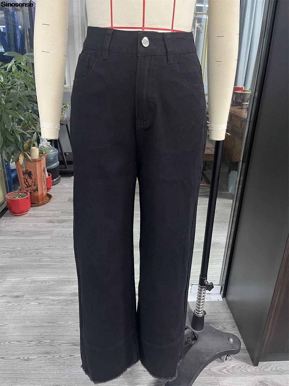 Womens Wide Leg Boyfriend Jeans High Waisted Raw Hem Straight Denim Pants Trendy Casual Loose Baggy 250530
