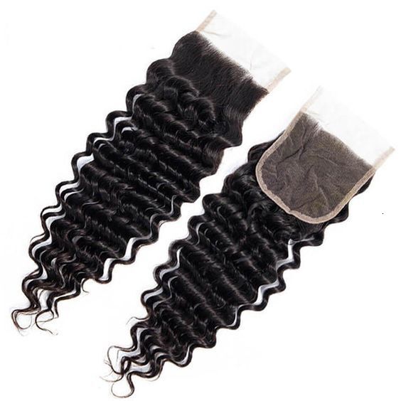 Hair Human Deep Wave 4*4 Frontal Closure Transparent Lace