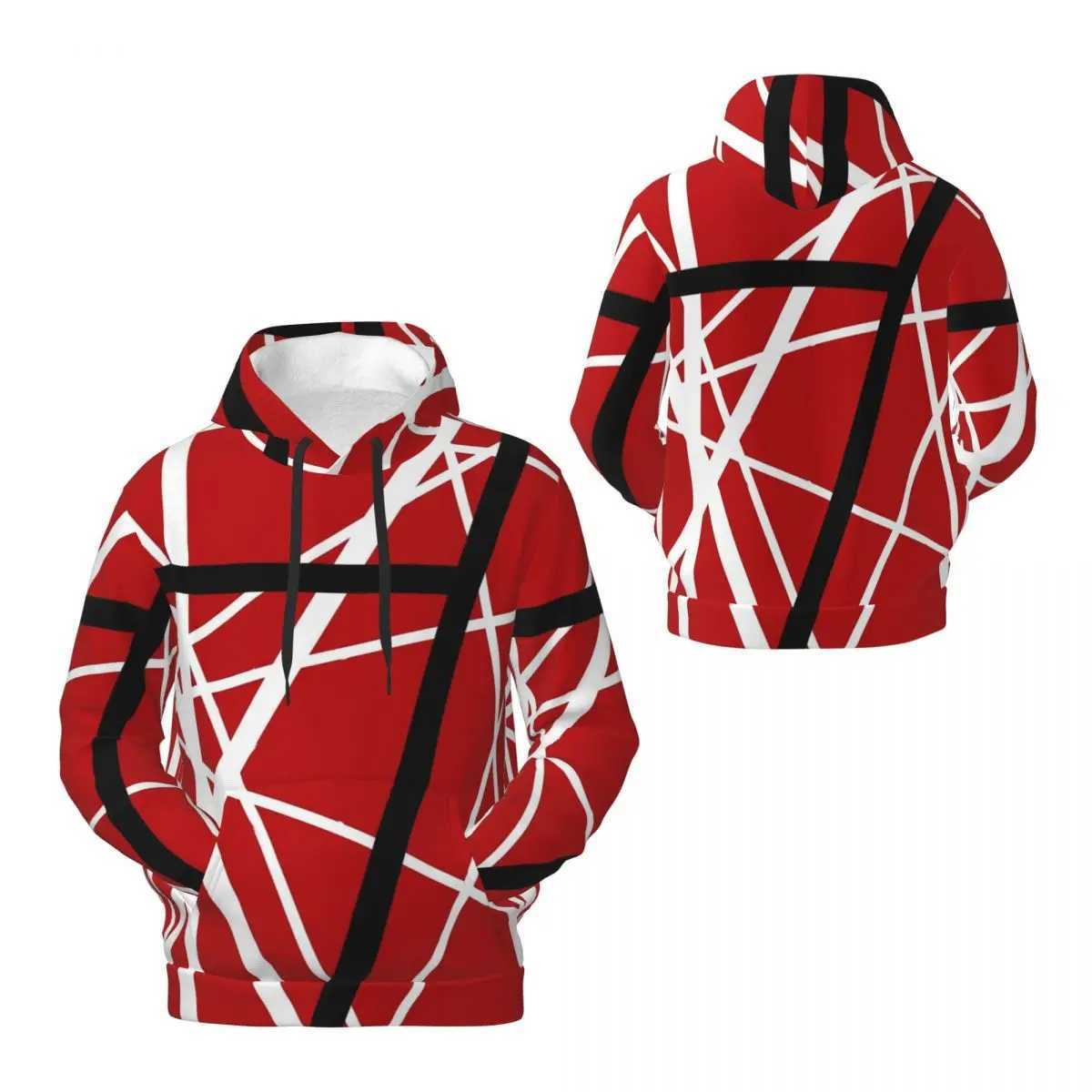 Van Halen Casual Hoodies Lines Print Harajuku Velvet Warm Sweatshirts Winter Long Sleeve Outerwear Oversized Pullover Hoodie W250530