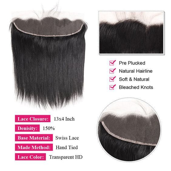 HD 13*4 Transparent Lace Straight Human Hair Frontal