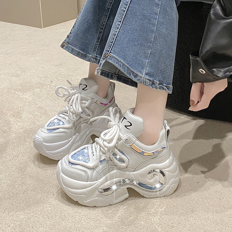 Women High Platform Casual Leather Shoes Women leather Platform Shoes Leisure Fashion Designer Running Shoes Wedges Hidden Heels Leisure Shoes zapatil