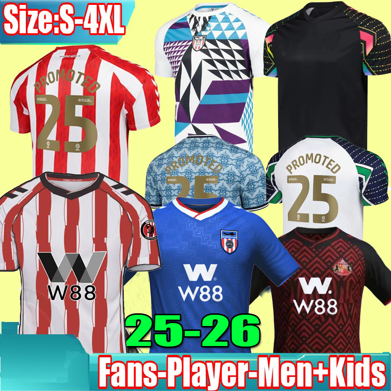 3XL 4XL SUNDERLAND 24 25 26 Retro Remix Matchday Soccer Jerseys BELLINGHAM STEWART SIMMS ROBERTS CLARKE Home Away Third 2025 Football Shirt PRITCHARD Men Kids
