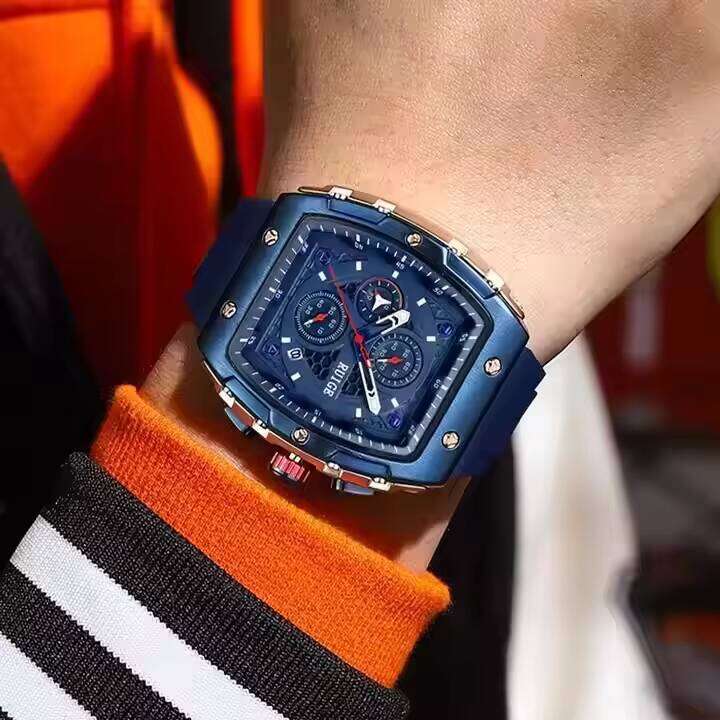 Rui Ge Black Multifunctional New Men's Famous Quartz Watch Waterproof Luminous Trendy