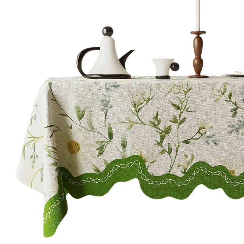 T0495 American tablecloth waterproof and anti-scalding washable table mat light luxury high-end rectangular coffee table cloth lace special-shaped tab