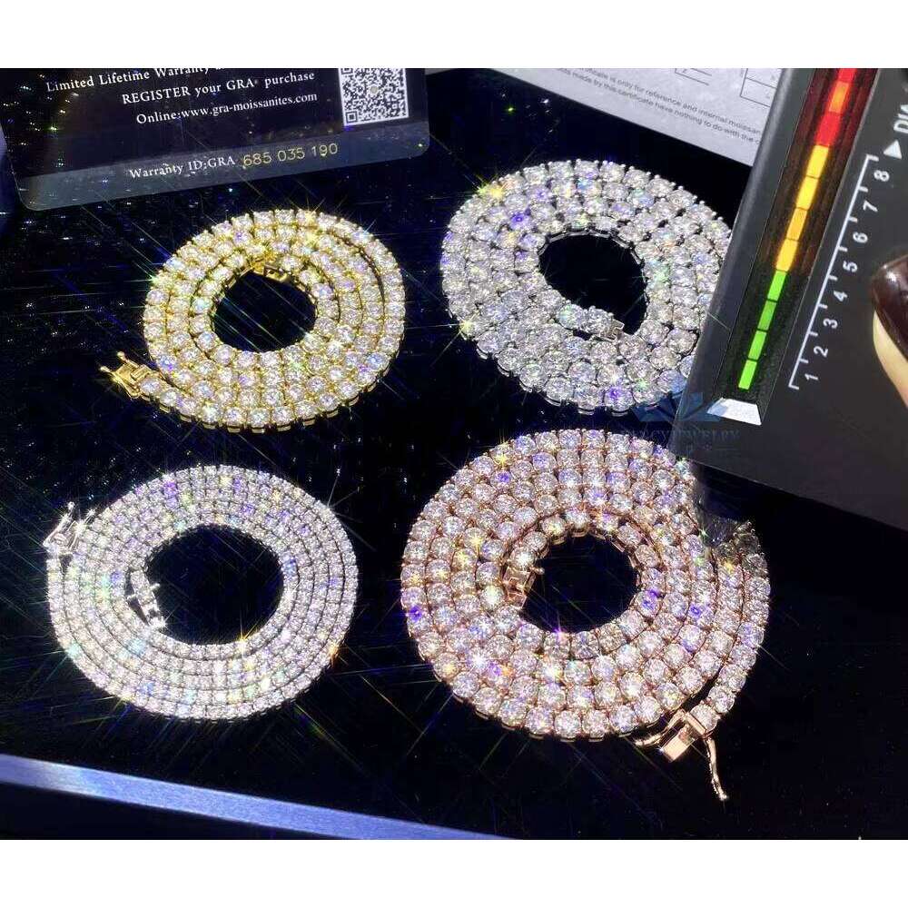 Cheapest Price Hip Hop Sterling Sier 2mm 3mm 4mm 5mm 6.5mm VVS Dia Necklace Moissanite Tennis Chain
