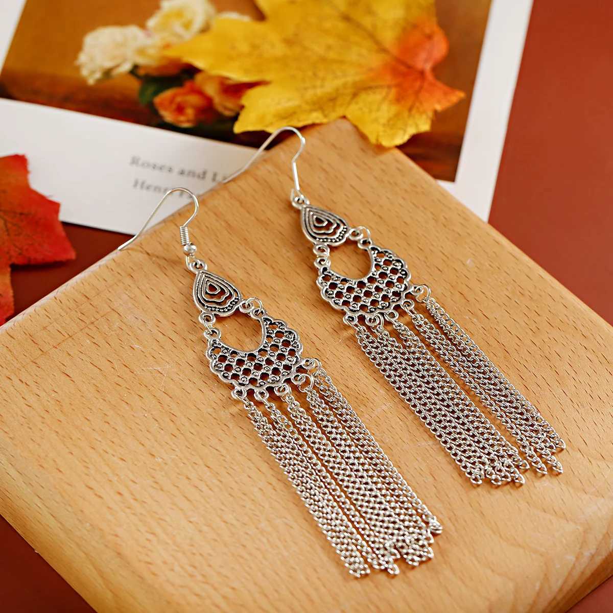 Chain Earrings For Women Long/Ethnic Earring Aesthetic Geometric Gypsy Dangle Ear Rings Indian Jhumka Jewelry Gift Earrings Girl Z250530