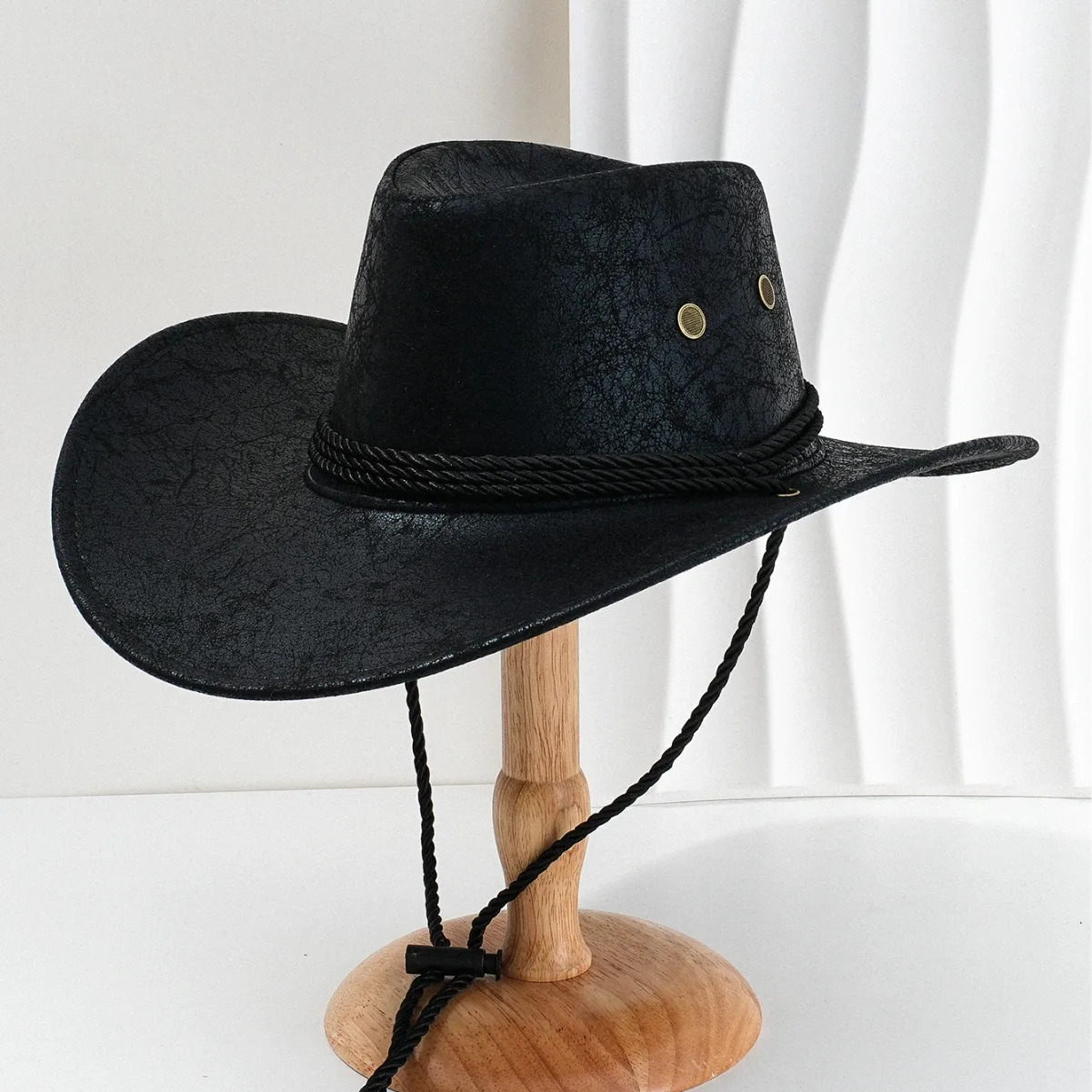 Fast Drop Cowboy Hat Unisex Faux Leather Sunhat Wild Brim Panama Hat Visor Hats Sombrero De Vaquero Occidental 250521