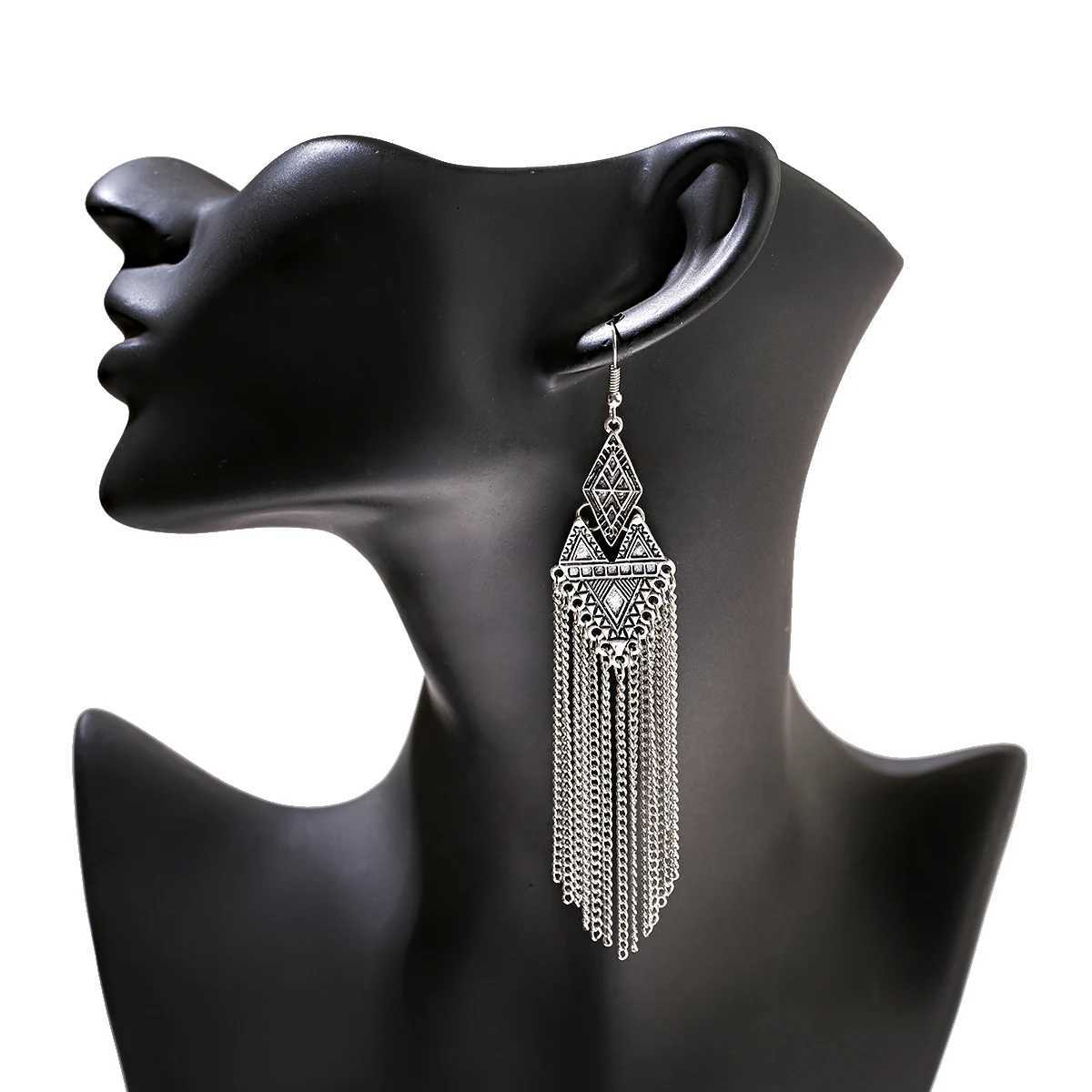 Chain Earrings For Women Long/Ethnic Earring Aesthetic Geometric Gypsy Dangle Ear Rings Indian Jhumka Jewelry Gift Earrings Girl Z250530