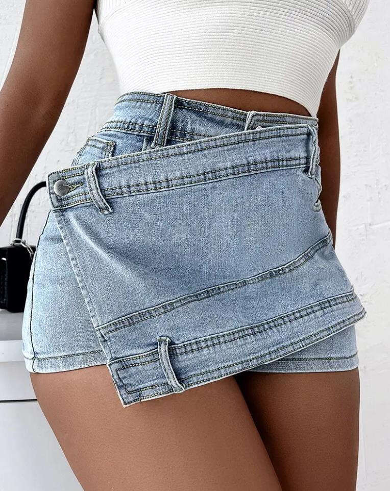 Shorts Women Denim Shorts Plus Size Women S A Line High Waist Irregular Wide Leg Pants Summer Korean Style Slimming Denim Skirt Shorts Trendy Ins Jean