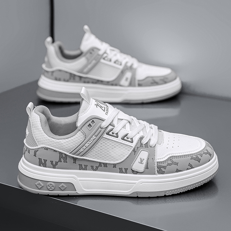Senior sense men's shoes fashion breathable net surface casual plate shoes trend all build thick sole students small white shoes