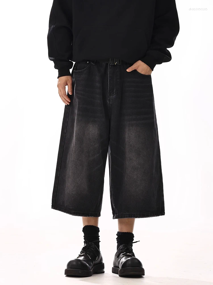Mens Jeans REDDACHiC Plus Size Jorts Black Whiskers Cleanfit Wide Leg Casual Short Pants Hip Hop Skater Retro Summer Clothes
