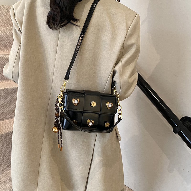 Free Shipping Designer Bag Bags This Year's Trend 2025 New Korean Fashion Patchwork Shoulder Bag Women's Crossbody Studded Small Square Bag 