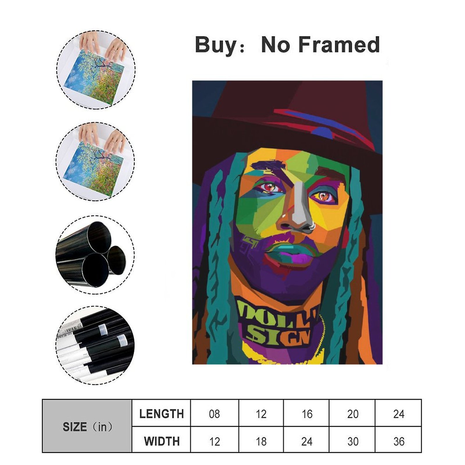 Wall Art Painting Rapper Ty Dolla Sign Singer Canvas Prints Wall Painting Wall Art Decor Print Picture Paintings for Living Room Home Decor Luxury Unf