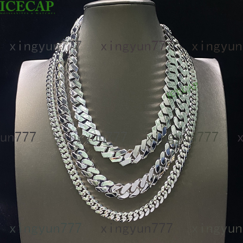 Custom 925 Sterling Silver Cuban Link Chain Charm Necklace Fine Jewelry Hip Hop Chain White Gold Plated Cuban Necklace for Men