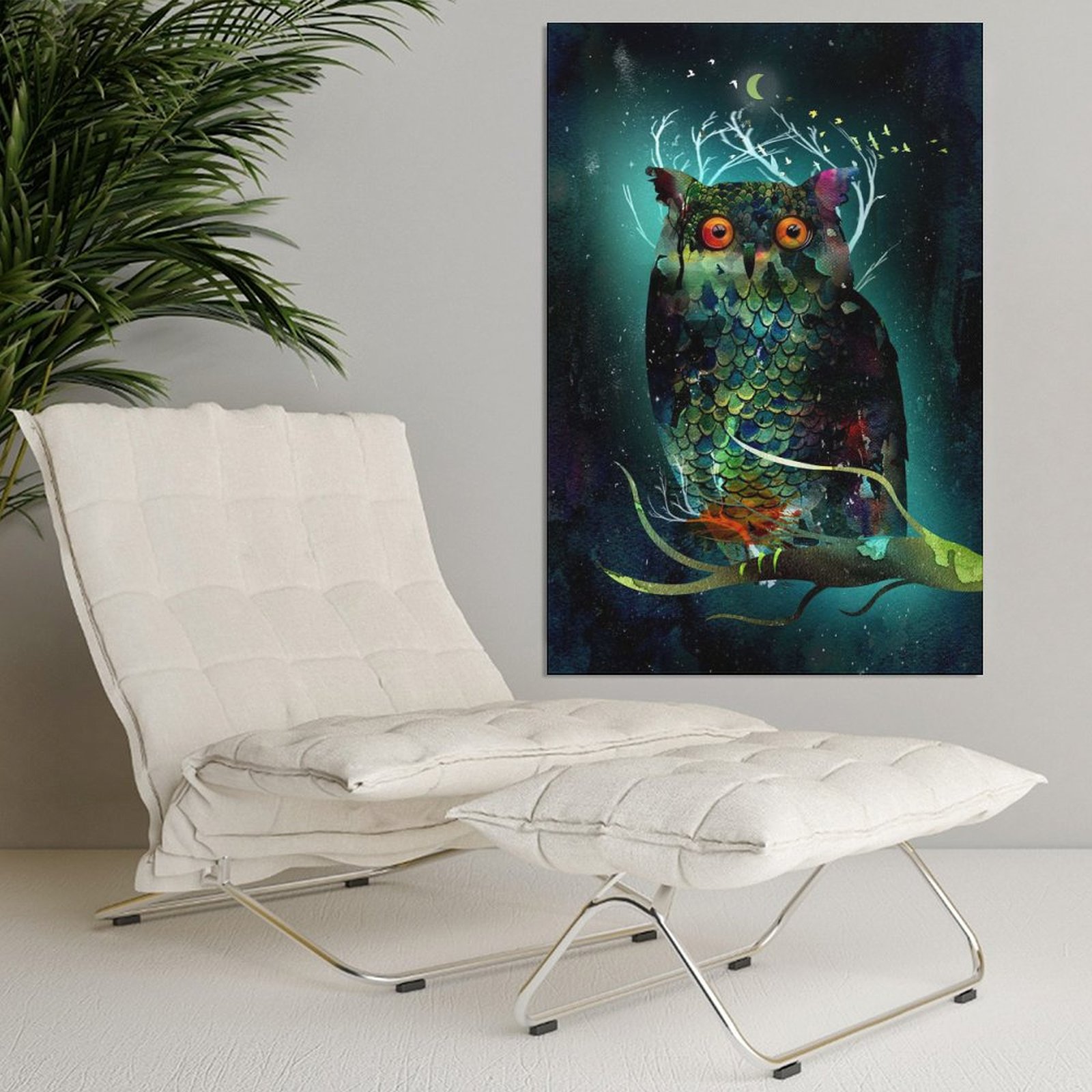 Wall Art Painting Night Owl Animal Color Bird Canvas Prints Wall Painting Wall Art Decor Print Picture Paintings for Living Room Home Decor Luxury Unf