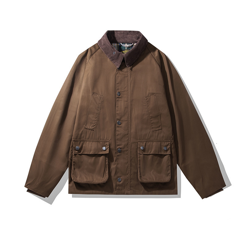 Mens Y2K jacket oil-free wax hunter workwear jacket autumn casual classic lapel pocket minimalist daily jacket mens clothing 241031