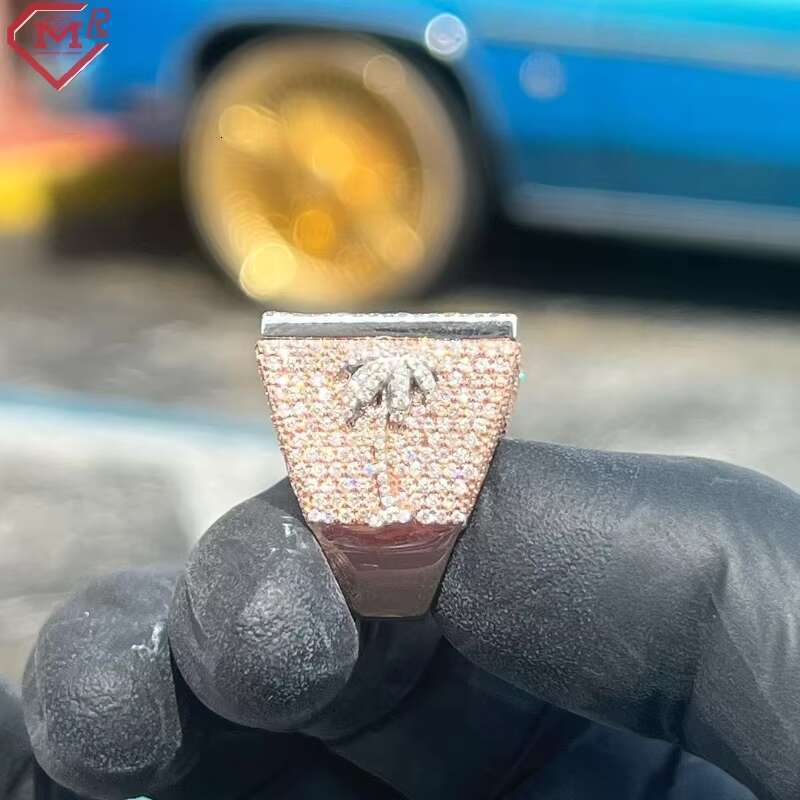 Luxury Moissanite Ring Mens Letter Hip Hop Fine Jewelry 925 Silver 10K Gold Customized Moissanite Ring