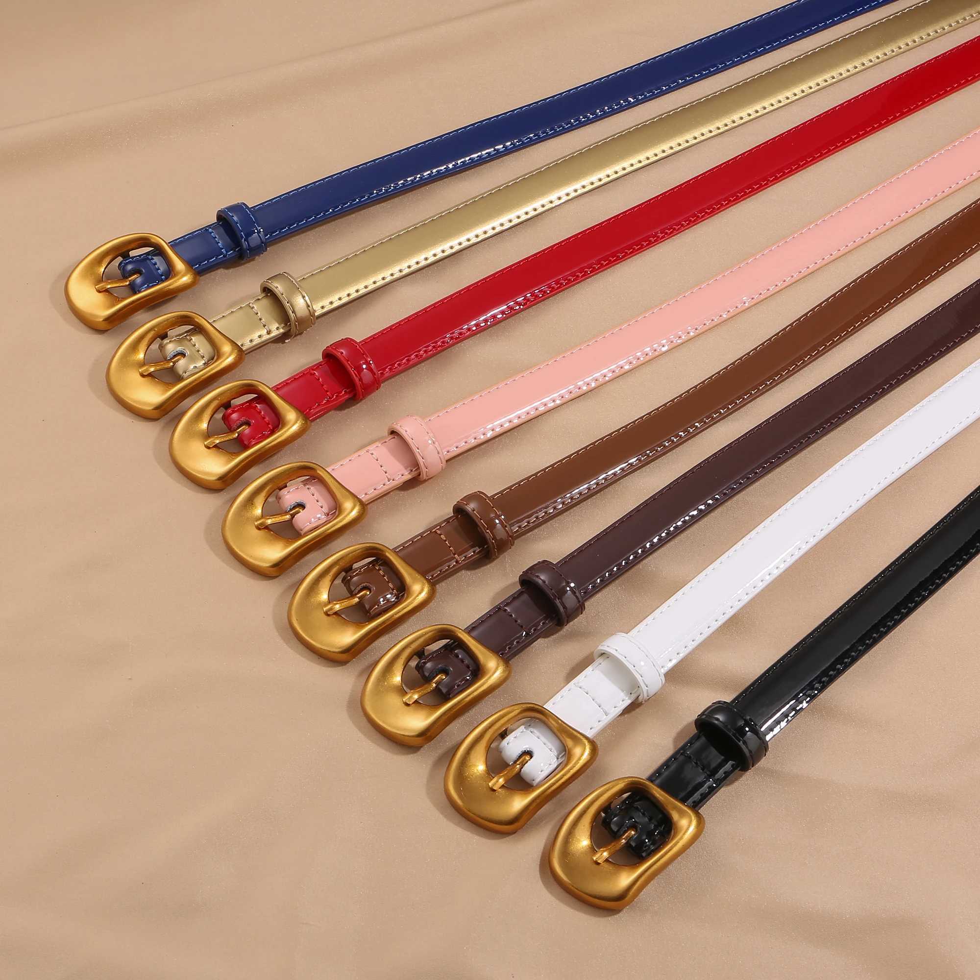 Retro Gold Buckle Belt for Women Skinny Leather Belts for Dresses Jeans Pants Fashion Ladies Thin Waist Belts Z250530