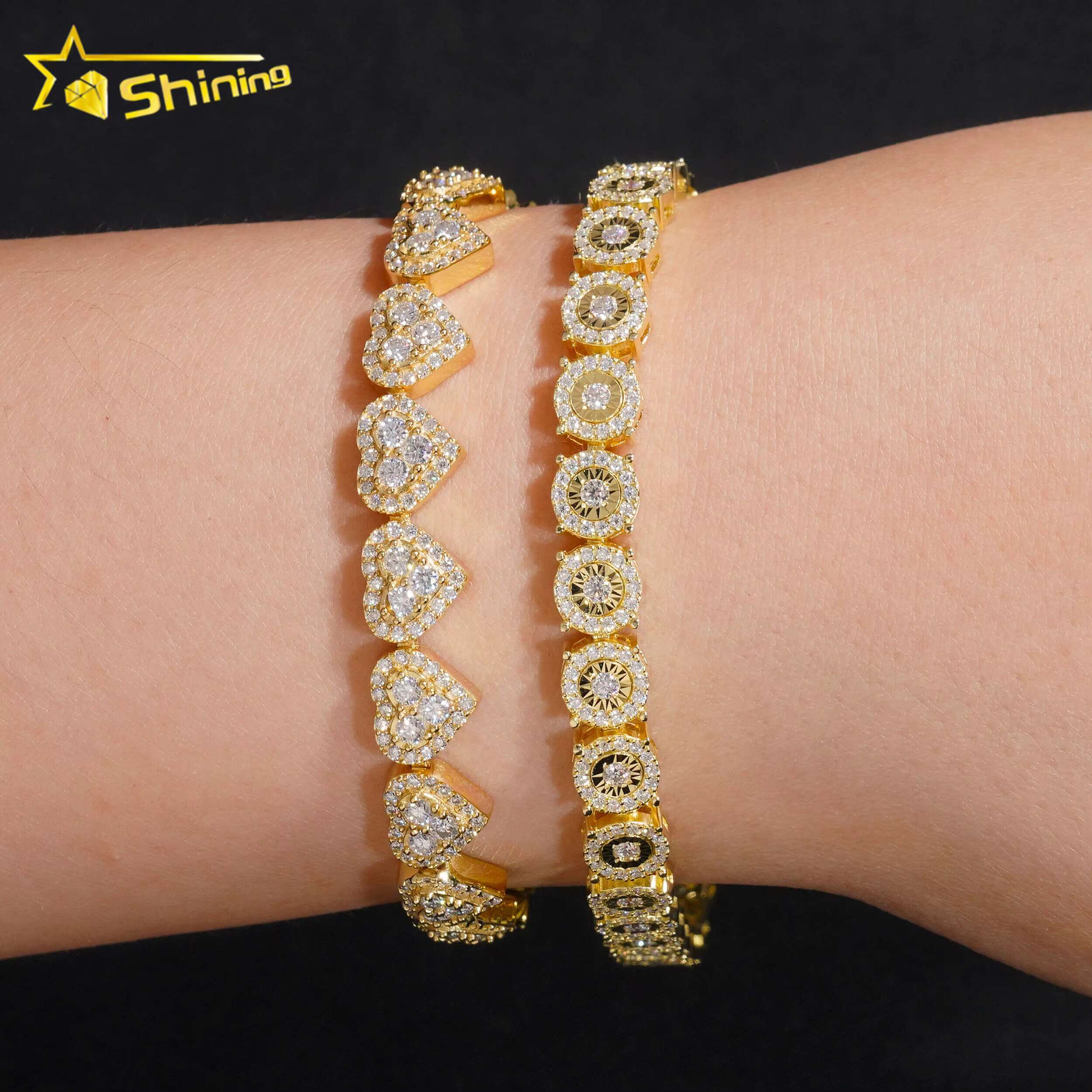 Fast Delivery 925 Sterling Silver Pass Diamond Tester GRA Certified VVS Moissanite Heart Cluster Tennis Bracelets