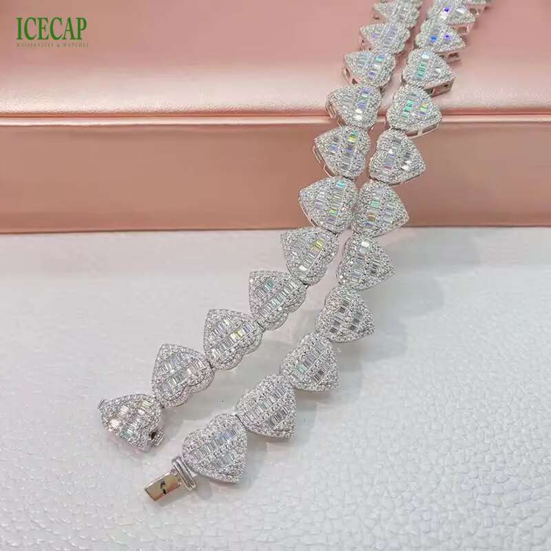 Luxury Jewelry Custom 15mm Miami Cuban Link Chain White Gold 925 Silver Chain Hip Hop Moissanite Chain Necklace for Men