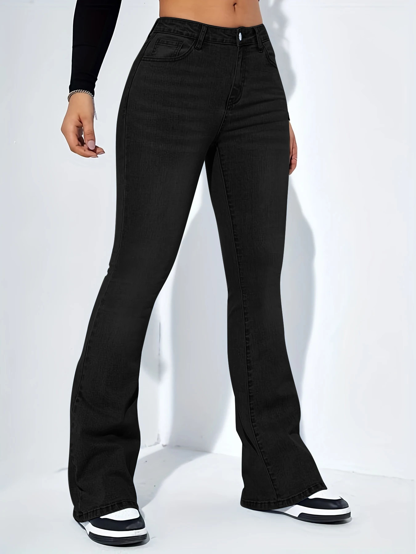 Womens jeans high waist stretch comfortable flared pants Denim 250530