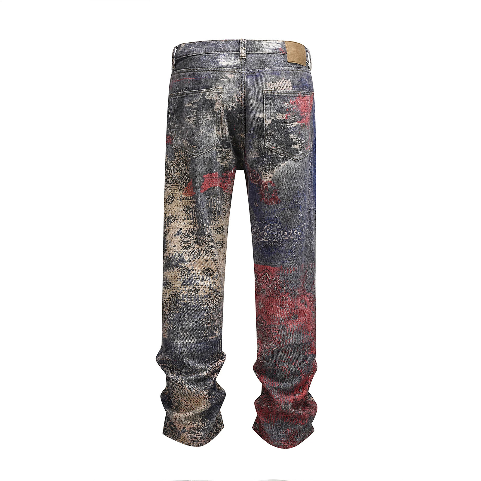 2025 Street Remastered 3D Digital Spray Cashew Flower Printed Straight Leg Cowboy Pants Boro Baggy Denim Tapered Jeans Men 250520Z