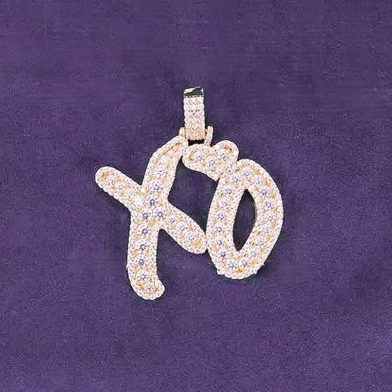 GRA Hip Hop Iced Out Bling 925 Sterling Silver Pass Diamond Tester VVS Moissanite Letter XO Cluster Pendant for Men Women