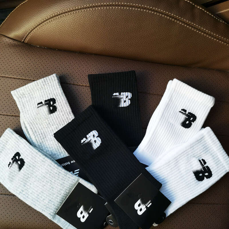 NB Socks Women Gray White Black Men High Tube Cotton Breathable Sweat-Absorbing Couple Street Wear Ins Trend