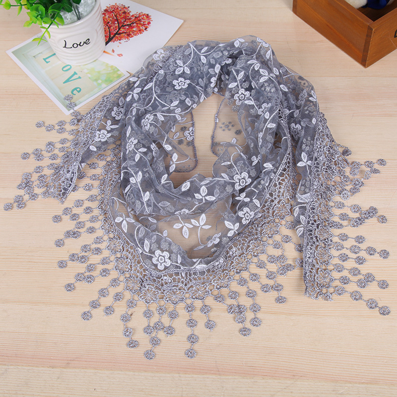 K874 2024 new Korean style scarf creative lace scarf female tassel silk scarf female fashion shawl scarf manufacturers wholesale