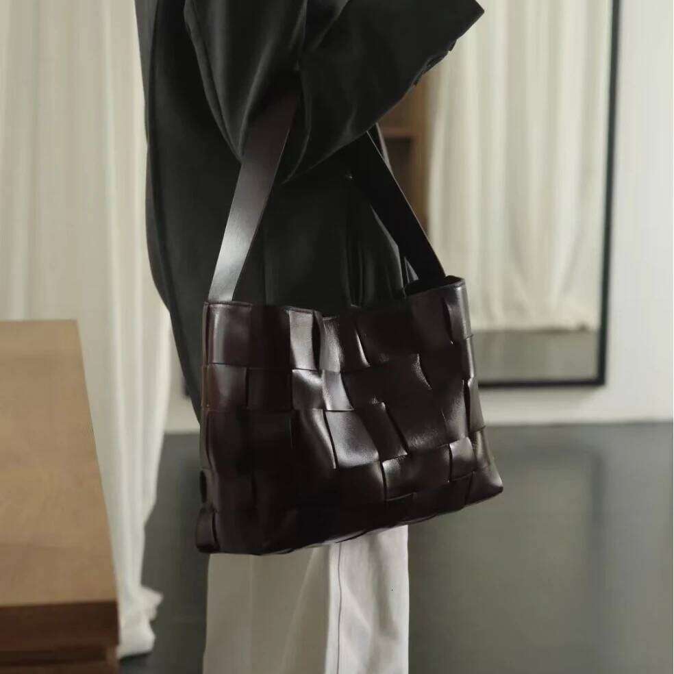 Genuine leather braided tote new top layer cowhide large capacity handbag vintage women's one-shoulder underarm bag