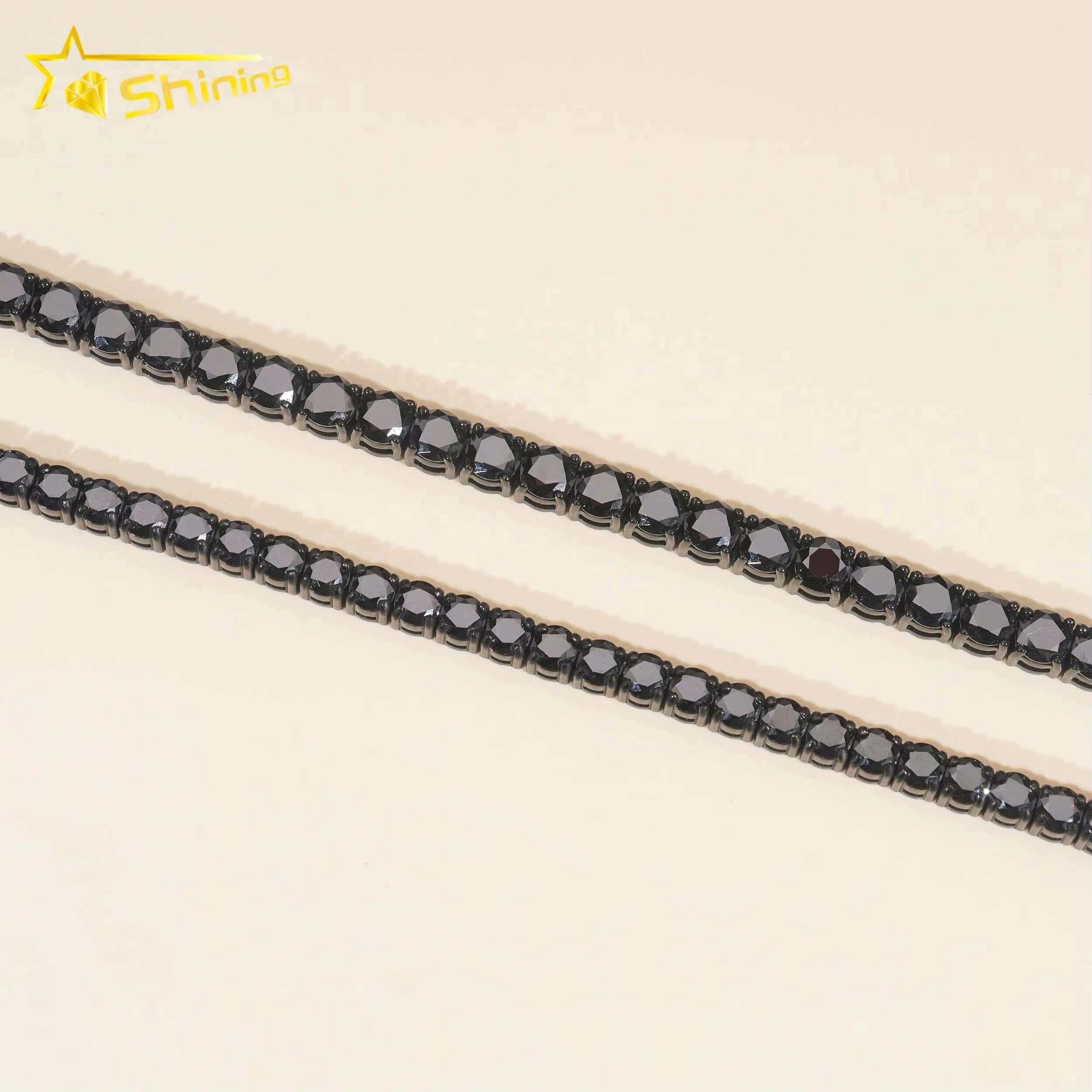 Pass Diamond Tester 4mm 5mm Black Gold Plated 316 Stainless Steel Iced Out Necklace Black Color Moissanie Tennis Chain
