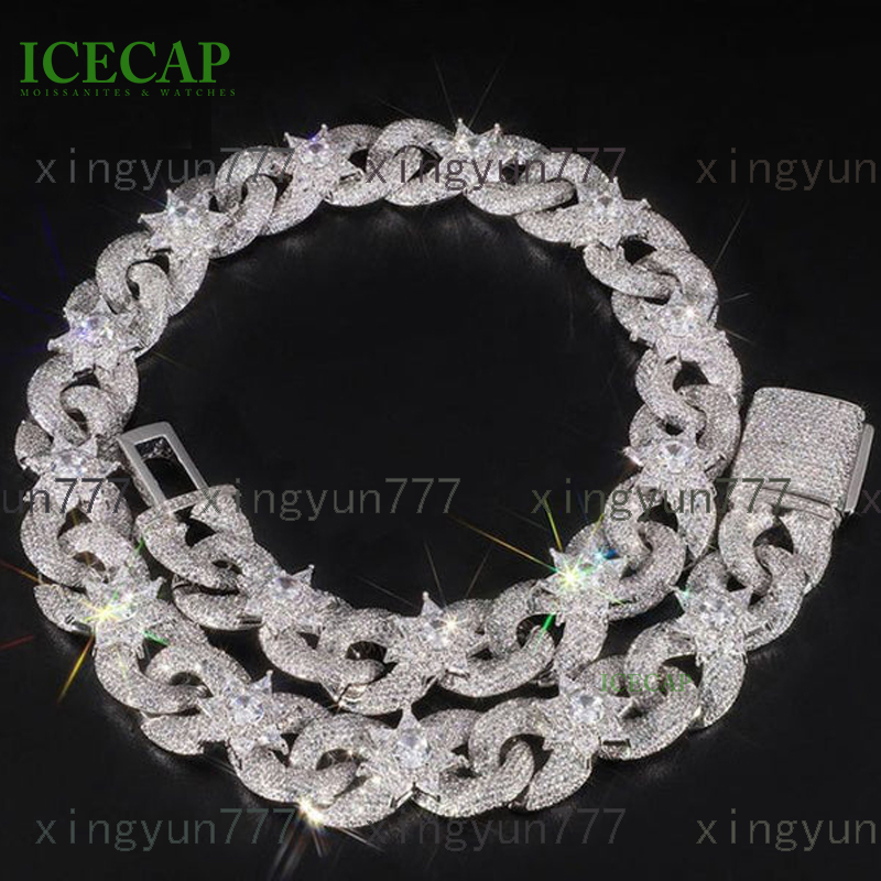 Fashion Jewelry Classic Fashion Design Two Tone Diamond Gift Rope Flower Necklace Moissanite 925 Sliver Cuban Link Chain for Men