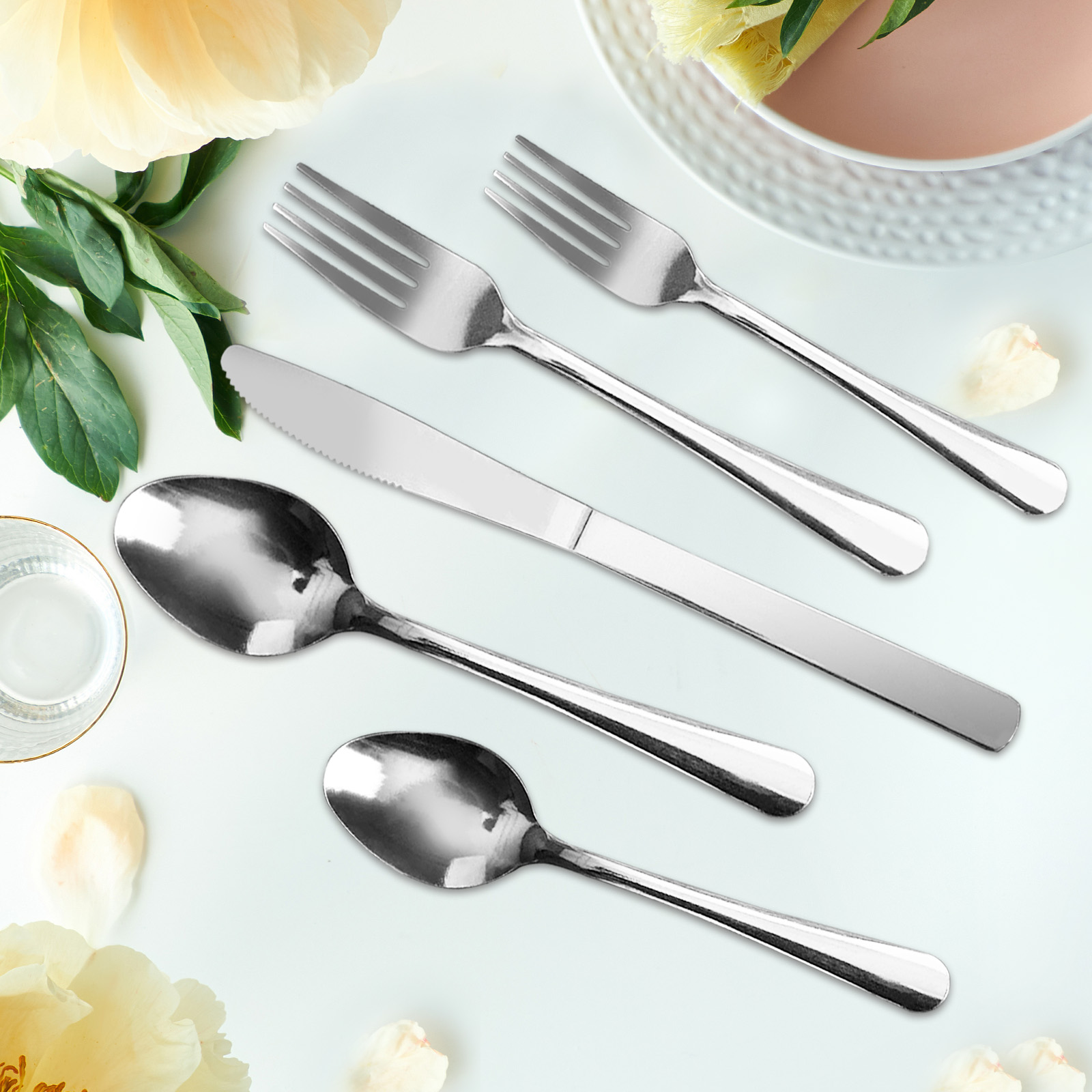 Wholesale 60pcs Stainless Steel Flatware Set Service for 12, Lightweight & Stackable, for Hotel/Restaurant/Wedding/Camping/Daily, Dishwasher Safe