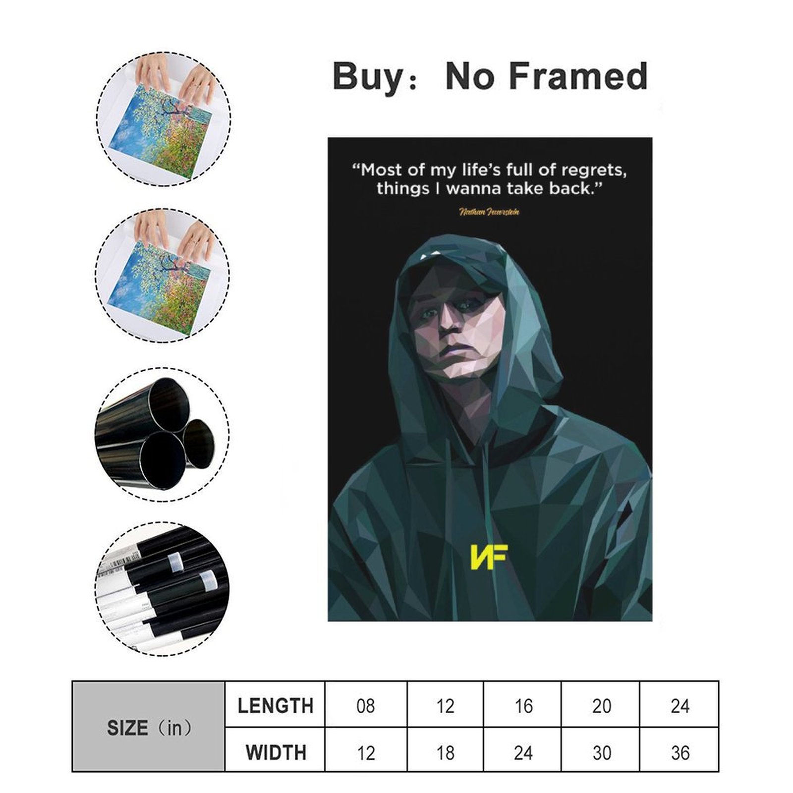 Wall ArtPainting NF Rapper HIP HOP SINGER Canvas Prints Wall Painting Wall Art Decor Print Picture Paintings for Living Room Home Decor Luxury Unframe