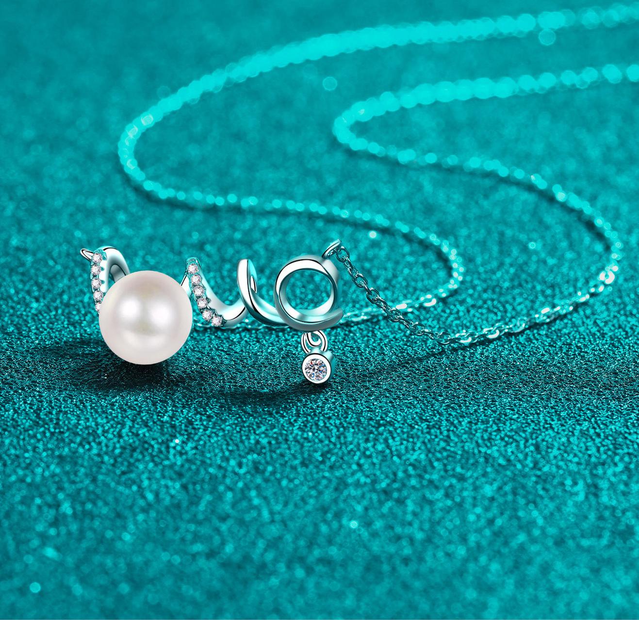 925 sterling silver moissanite pearl love pendant necklace minimalist korean style versatile clavicle chain perfect gift for girlfriend