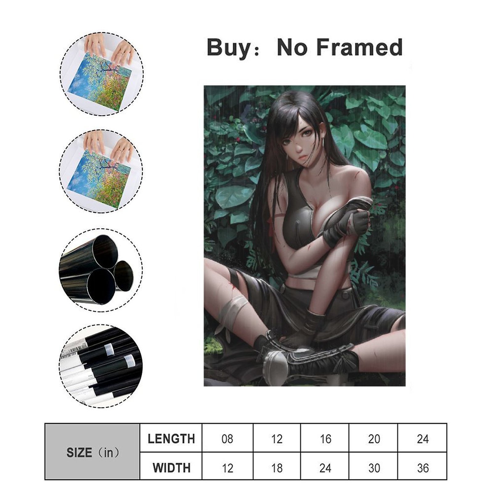 Wall Art Painting Tifa Lockhart Game Canvas Prints Wall Painting Decor Print Picture Paintings for Living Room Unframe Home Decor Luxury