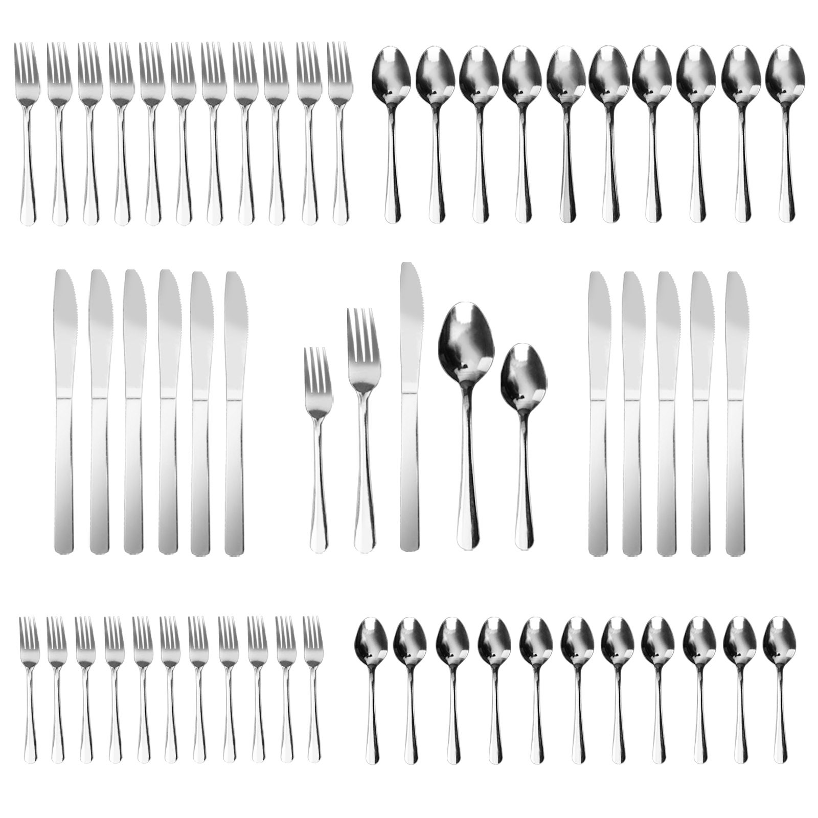 Windsor 60pcs Stainless Steel Flatware Set Service for 12, for Hotel/Restaurant/Wedding/Camping/Daily, Dishwasher Safe