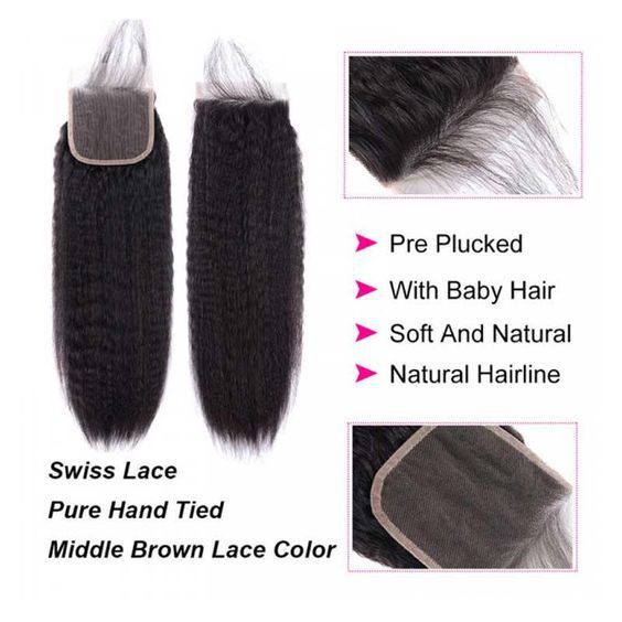 Yaki 4*4 Kinky Straight HD Transparent Lace Human Hair Closure