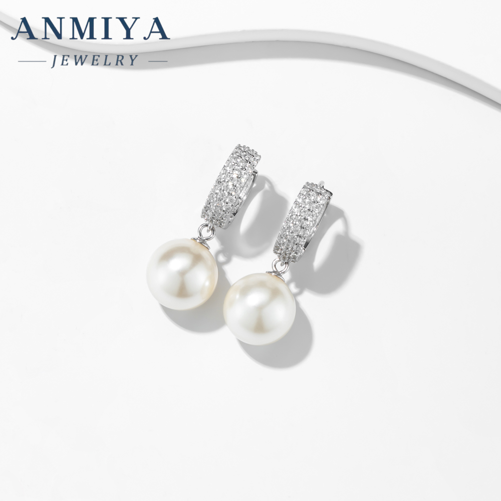 Wholesale Fashion Exquisite Jewelry Luxury Imitation Pearl Pendant With Zircon Hoop Earrings for Womens