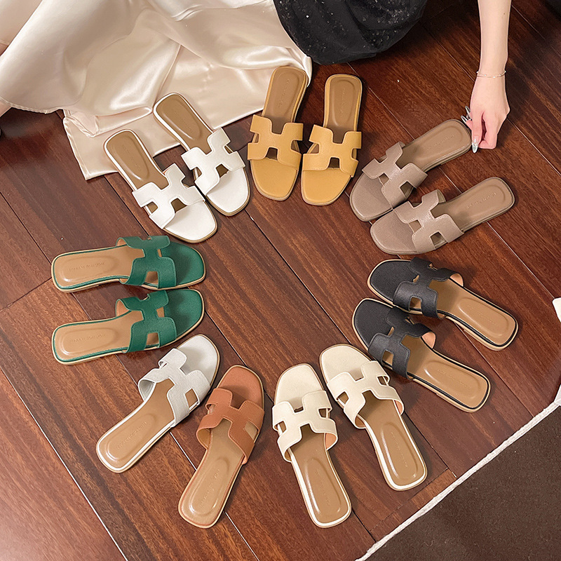 Free shipping 2025 designer slippers flat slides for womens sandals girl green grey beige brown yellow black sliver fashion embroidery slipper outdoor