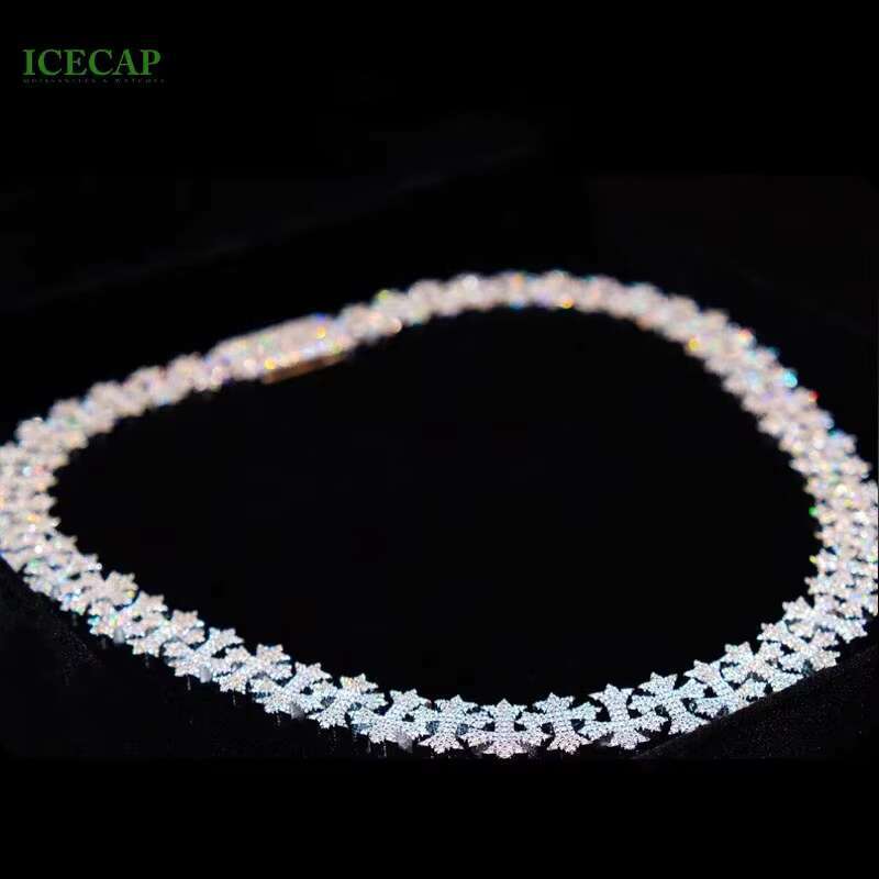 New Design 15mm Cross Chain Necklace Ice VVS Moissanite Silver Cross Pendant Necklace Hip Hop Men Jewelry