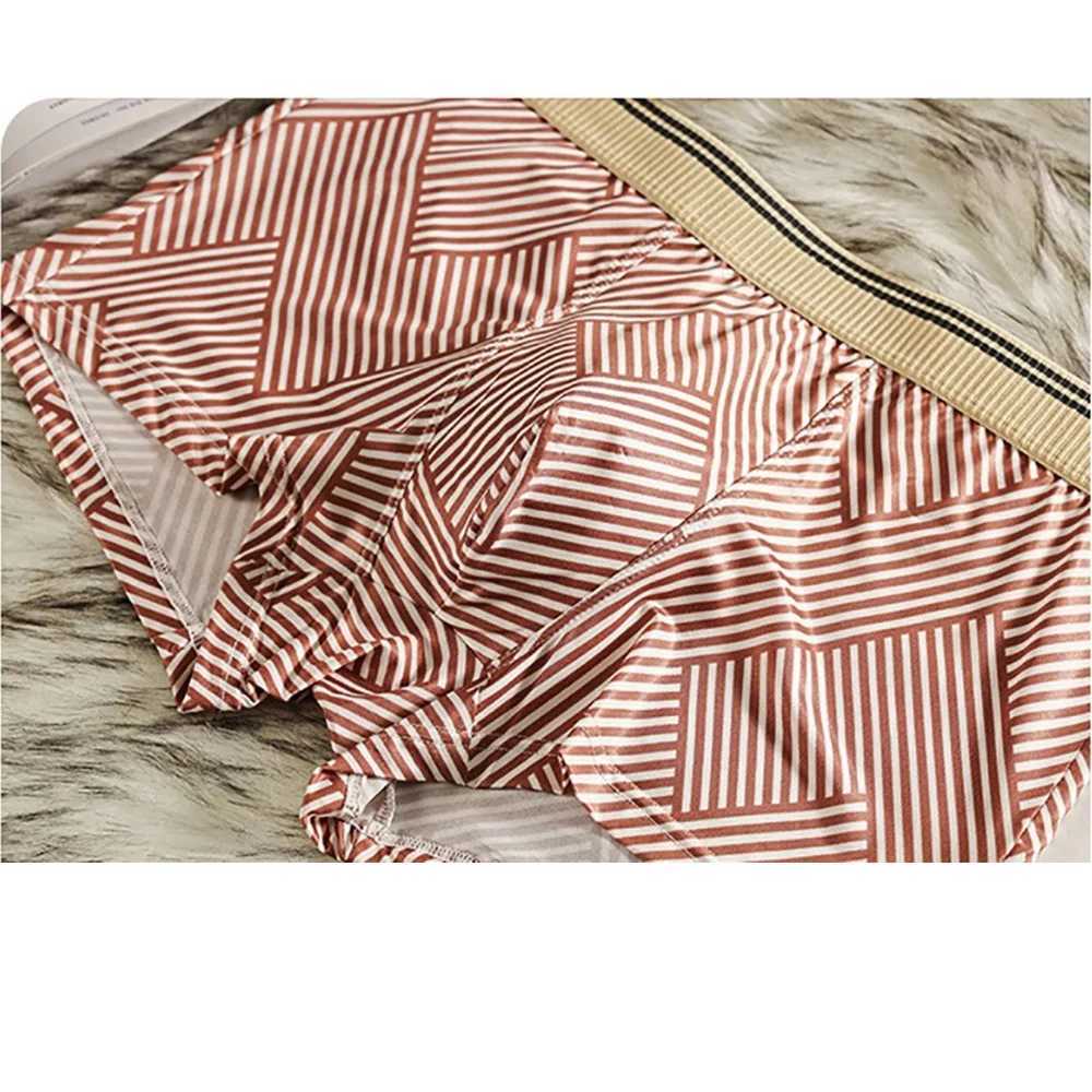3PCS/Pack Fashion Striped Ice Silk Cool Breathable Mens Underwear Comfortable Crotch Boxers High Elastic Waistband Underpants XJ250530