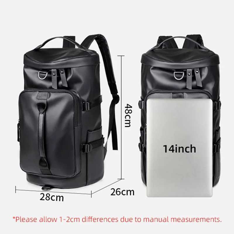 Gym Travel Backpack Versatile Faux Leather Bag for Men Women Casual Outdoor Sports Shoulder Bags Fitness Weekender Duffel Y250530