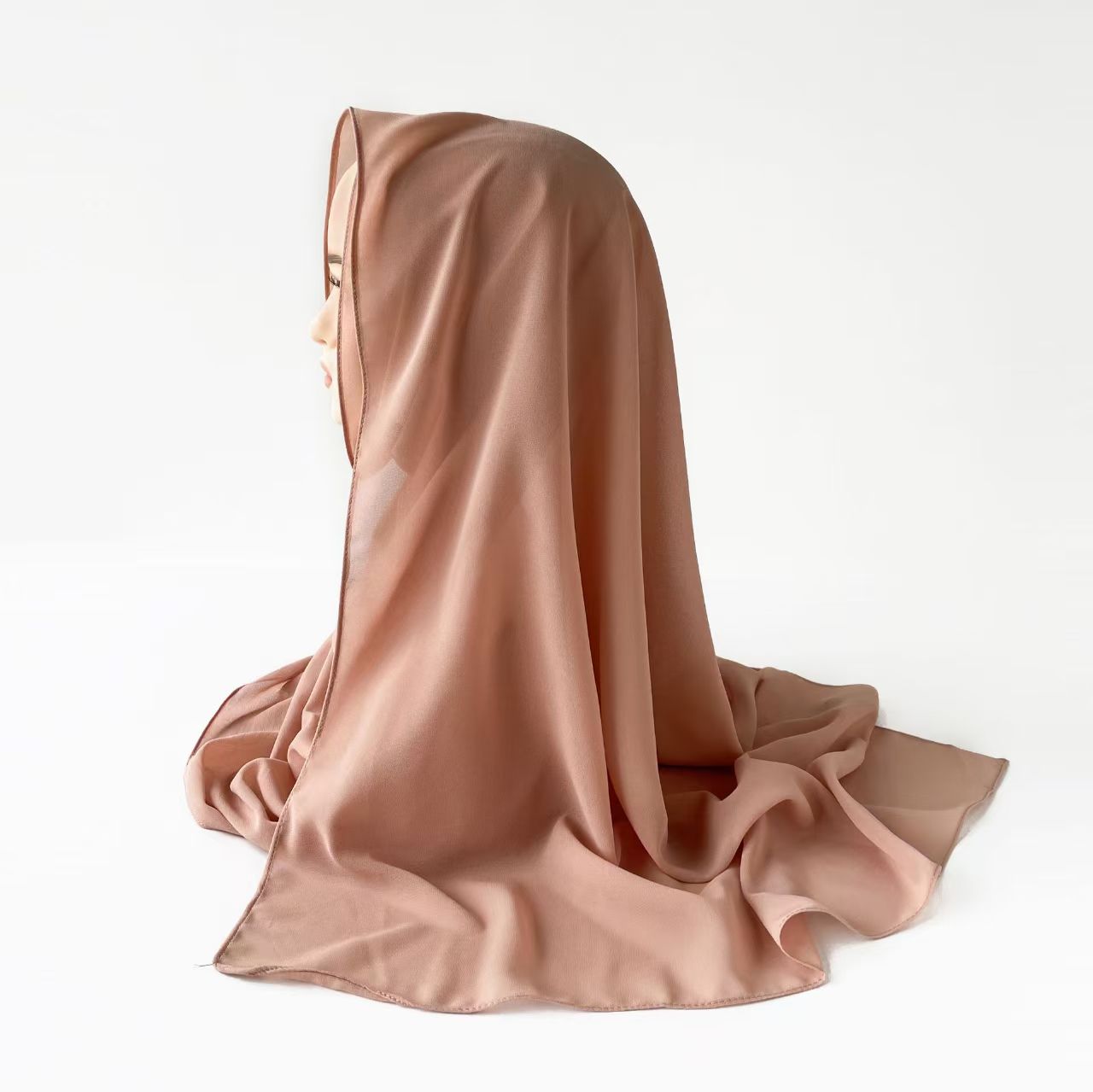 T845 solid color silk scarf, extended headscarf, advanced pearl chiffon square scarf, Arab Southeast Asian headscarf scarf