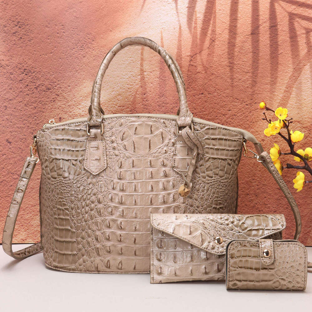 New Women Tote Bags Crocodile bag Large Capacity Handbag Pink Orange Lady Purse Wallet 3 Pieces Commuting Shoulder Bag Crossbody Bag Large bag with po