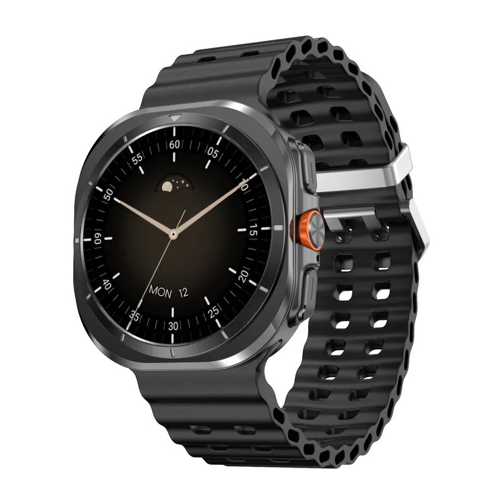 The new WATCH ULTRA smartwatch features heart rate and blood oxygen monitoring, compass, AI voice recording, and TWS connection