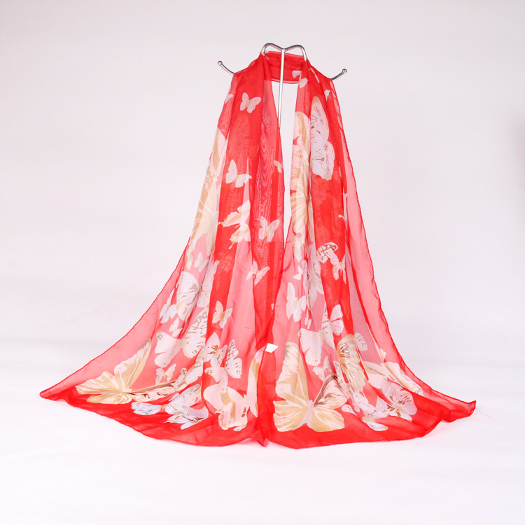 K871 New Korean fashion colorful silk scarf chiffon printing women's beach sun protection shawl Yiwu scarf manufacturers wholesale