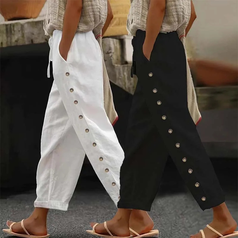 Autumn Product Womens Pants Elastic Waist Europe and America Cross border Loose Versatile Casual Nine Cent 250530