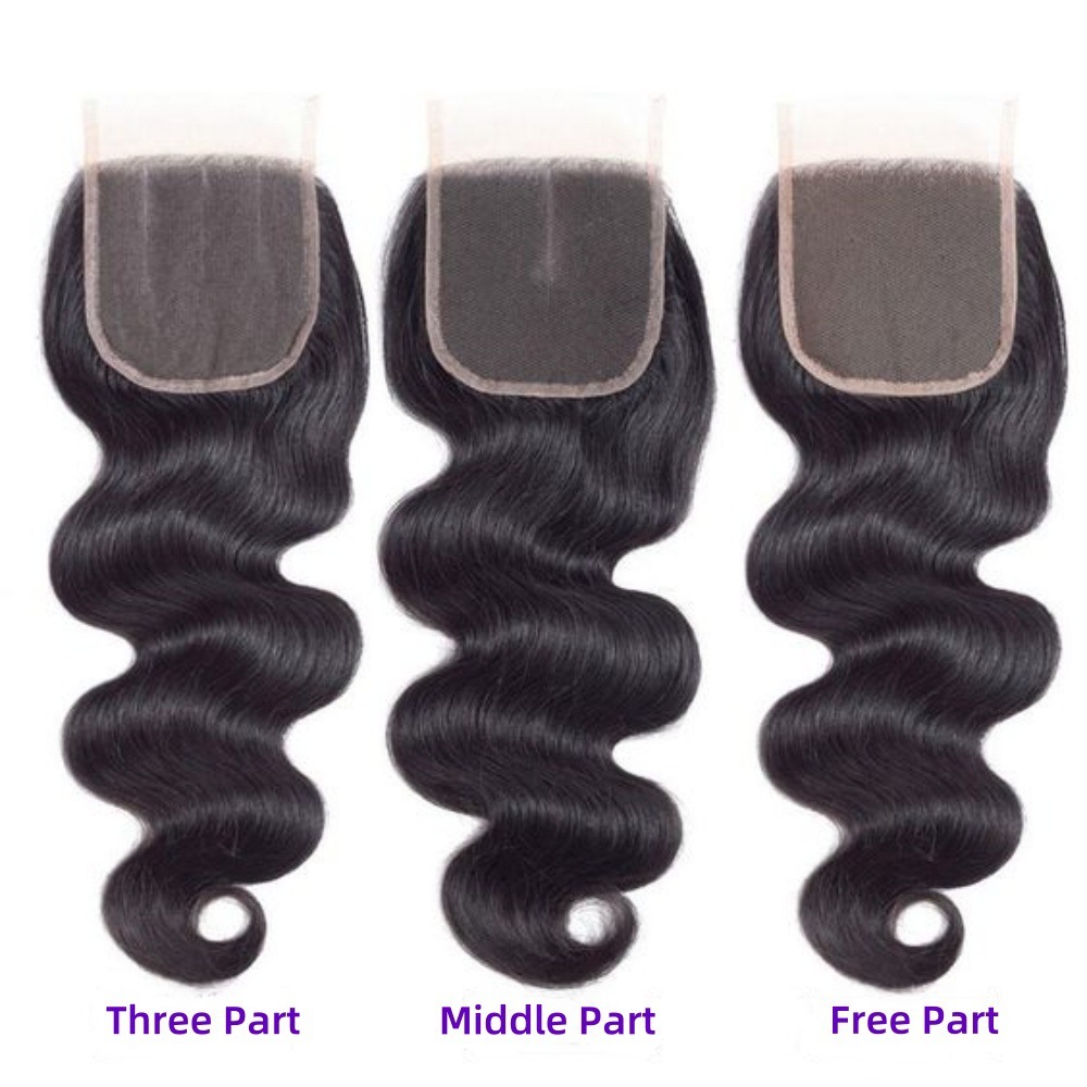Closure 4by4 Body Wave Transparent Brown Lace 4*4 Hand-Woven Hair Piece